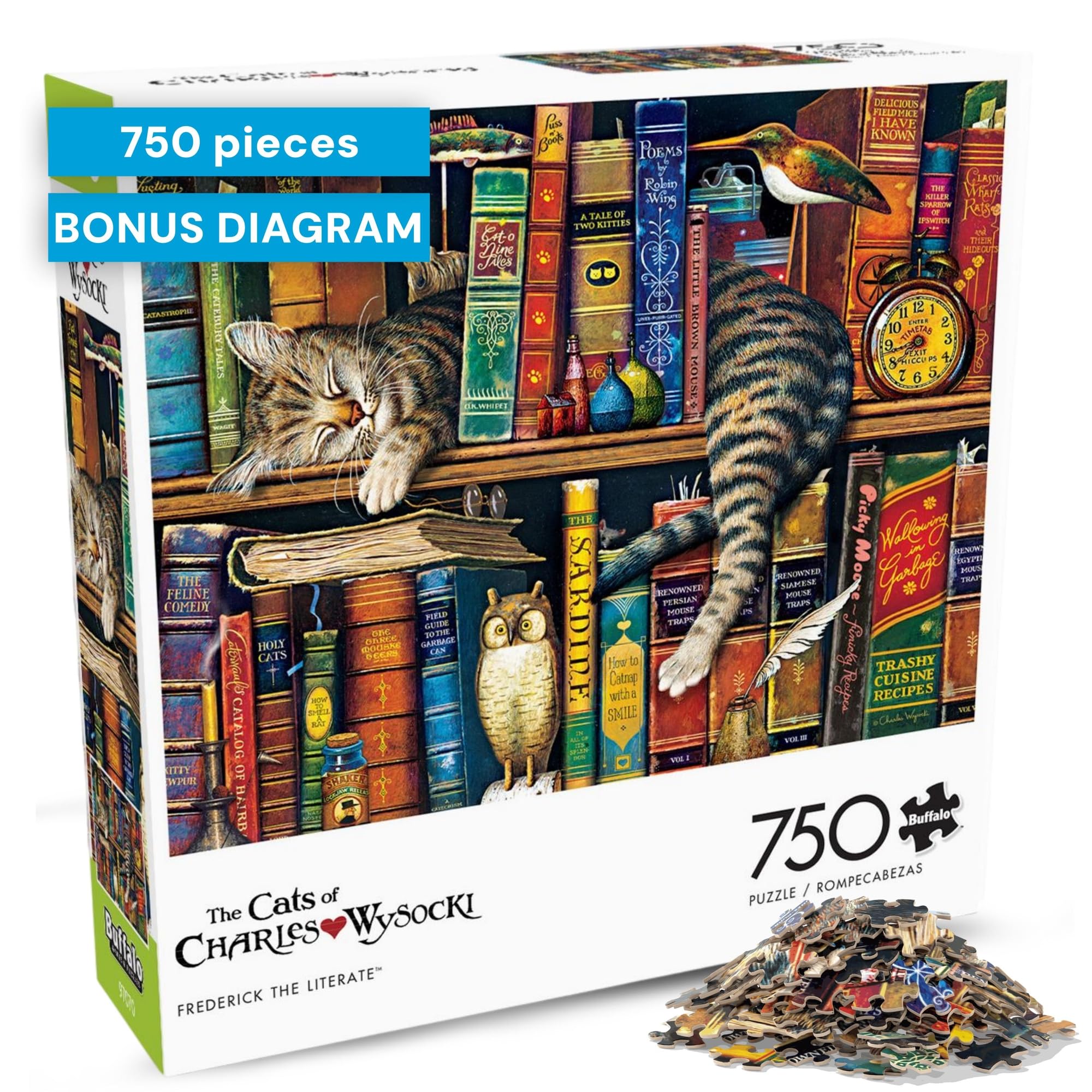 Amazon.com: Buffalo Games - Frederick the Literate - 750 Piece Cat